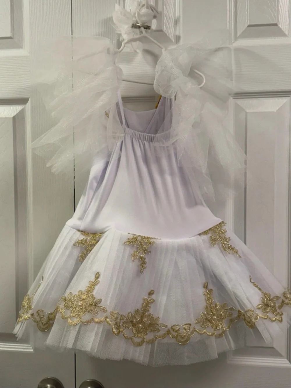 Girls White & Gold Swan Lake Ballet Tutu Costume Dress 11-12 Years